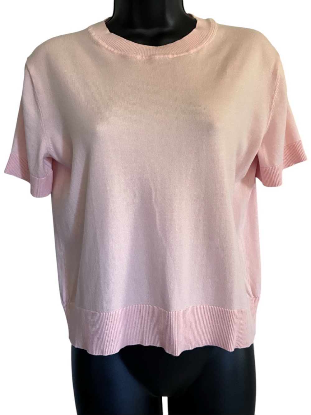Banana Republic Light Pink Short Sleeve Basic Capsule Minimalist Knit Top Sz S